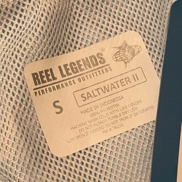 Reel Legends Men's Small Fishing shirt in teal waves-SALTWATER 11 - Picture 5 of 12